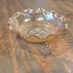 Amber Glass Scalloped Serving Bowl